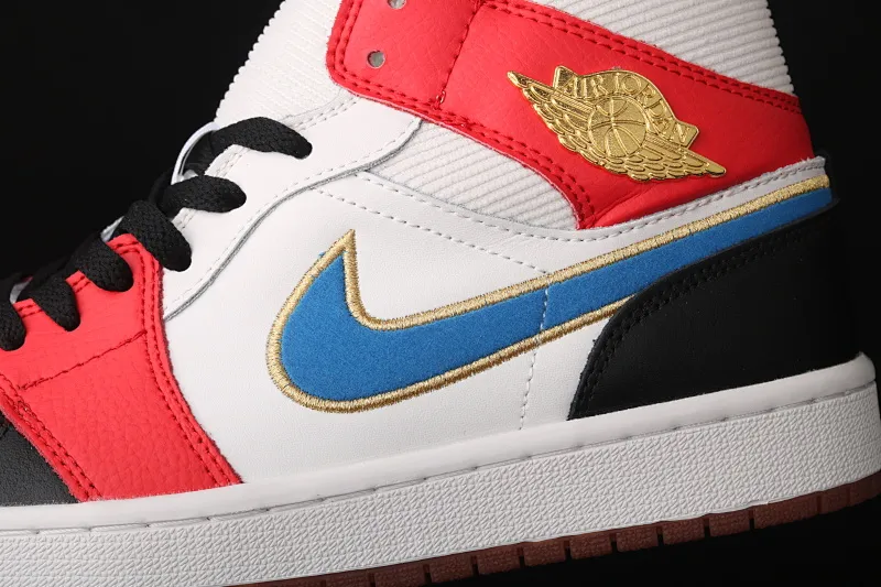 All categories Air Jordan Jordan series basketball shoes Air Jordan 1 Mid Air Jordan 1 Mid AJ1 Joe 1 colorful stitching metal flying wings DC1426-100